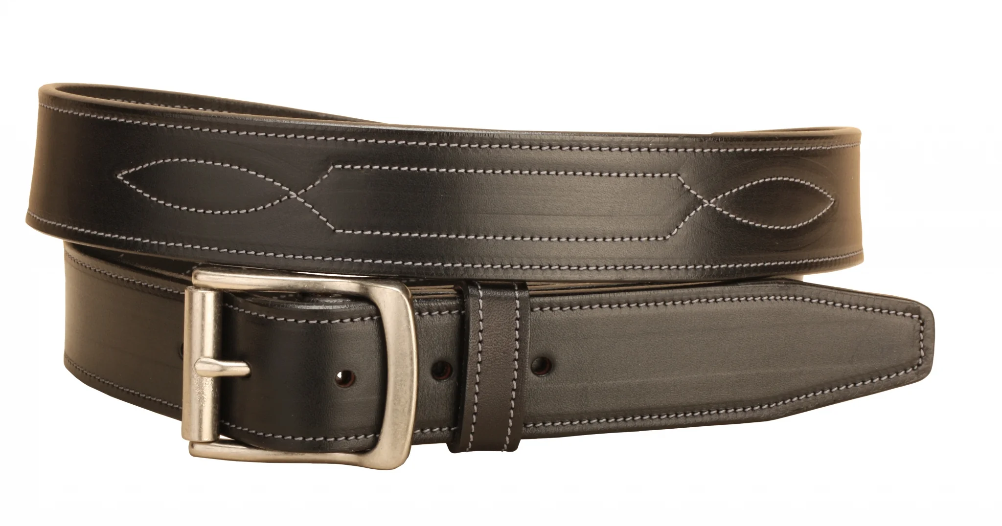 Tory Leather Triple Stitched Pattern Leather Belt - Image 3